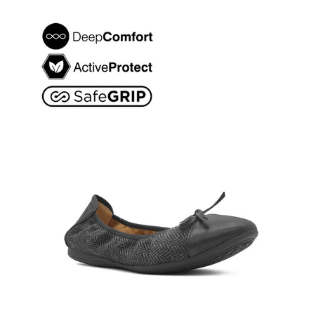 Georgie Bow Toe Cap Women's Shoes - Black Black Leather