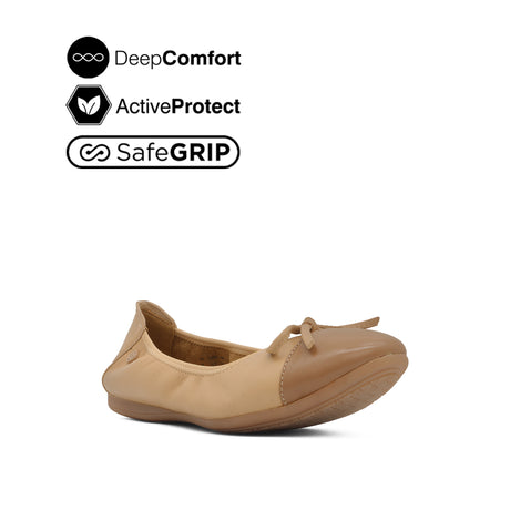 Georgie Bow Toe Cap Women's Shoes - Nude Brown Leather