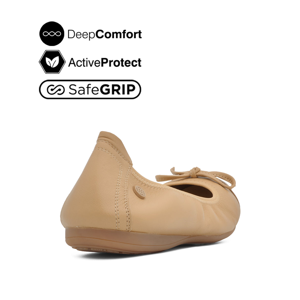 Georgie Bow Toe Cap Women's Shoes - Nude Brown Leather