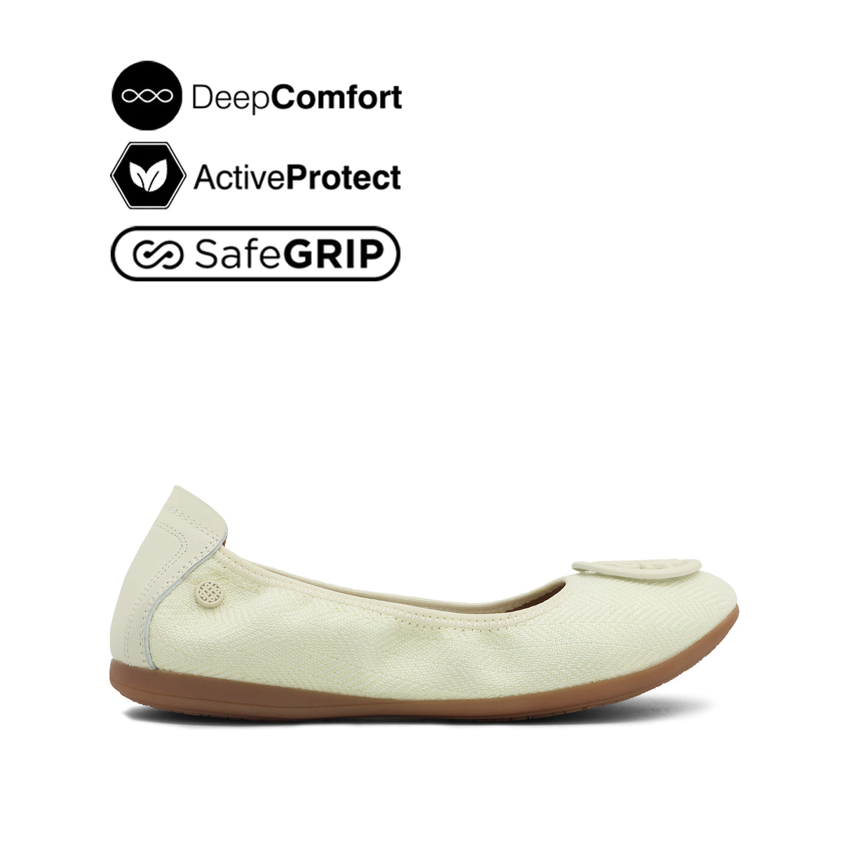 Georgie Medallion Women's Shoes - Cream Fabric Leather