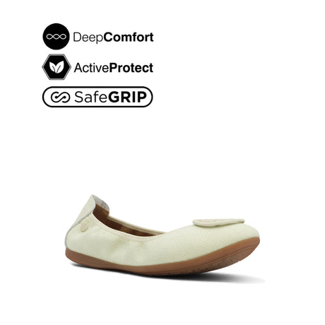 Georgie Medallion Women's Shoes - Cream Fabric Leather