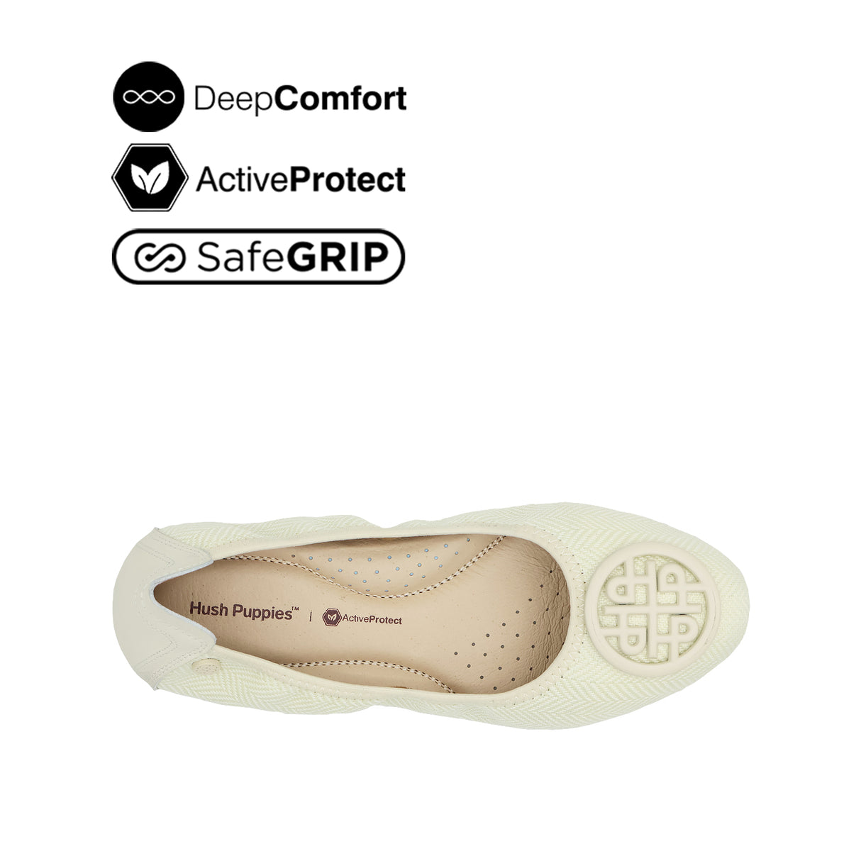 Georgie Medallion Women's Shoes - Cream Fabric Leather