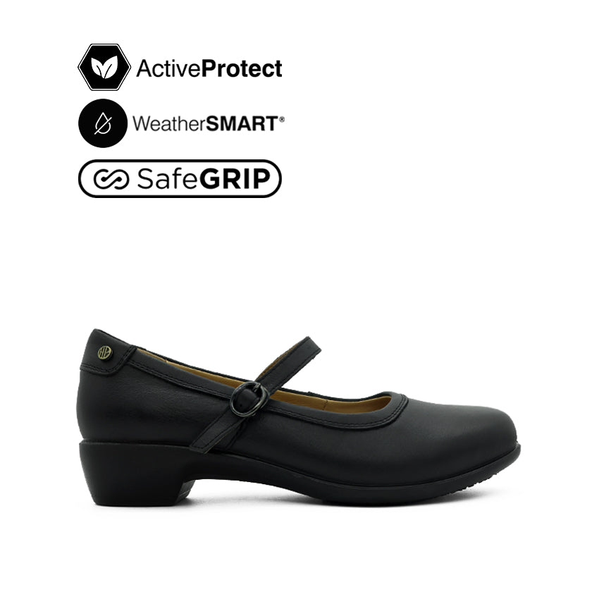 Fai Mary Jane Women's Shoes - Black Leather Waterproof