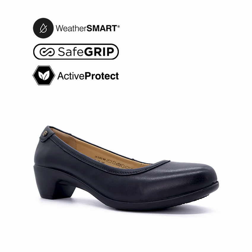 Febe Pump Women's Casual Shoes - Black Leather Waterproof