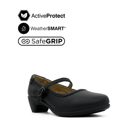 Febe Mary Jane Women's Casual Shoes - Black Leather Waterproof