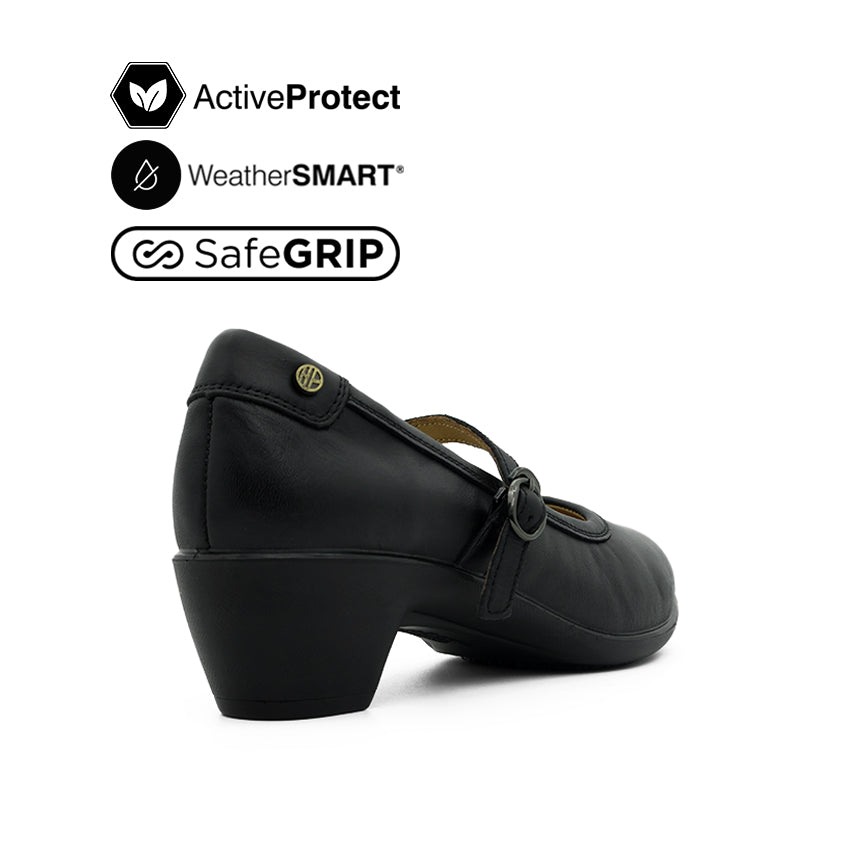 Febe Mary Jane Women's Casual Shoes - Black Leather Waterproof