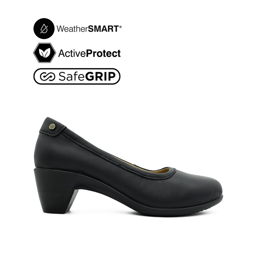 Femi Pump Women's Casual Shoes - Black Leather Waterproof