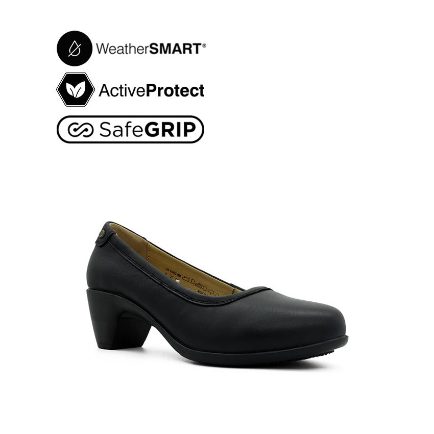 Femi Pump Women's Casual Shoes - Black Leather Waterproof