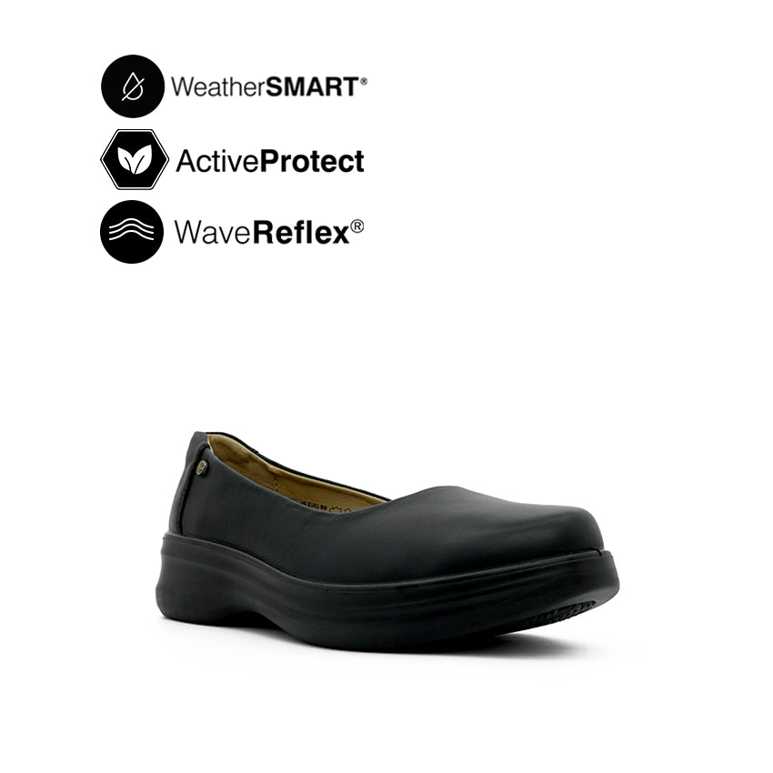 Fanni Slip On Women's Shoes - Black Leather Waterproof