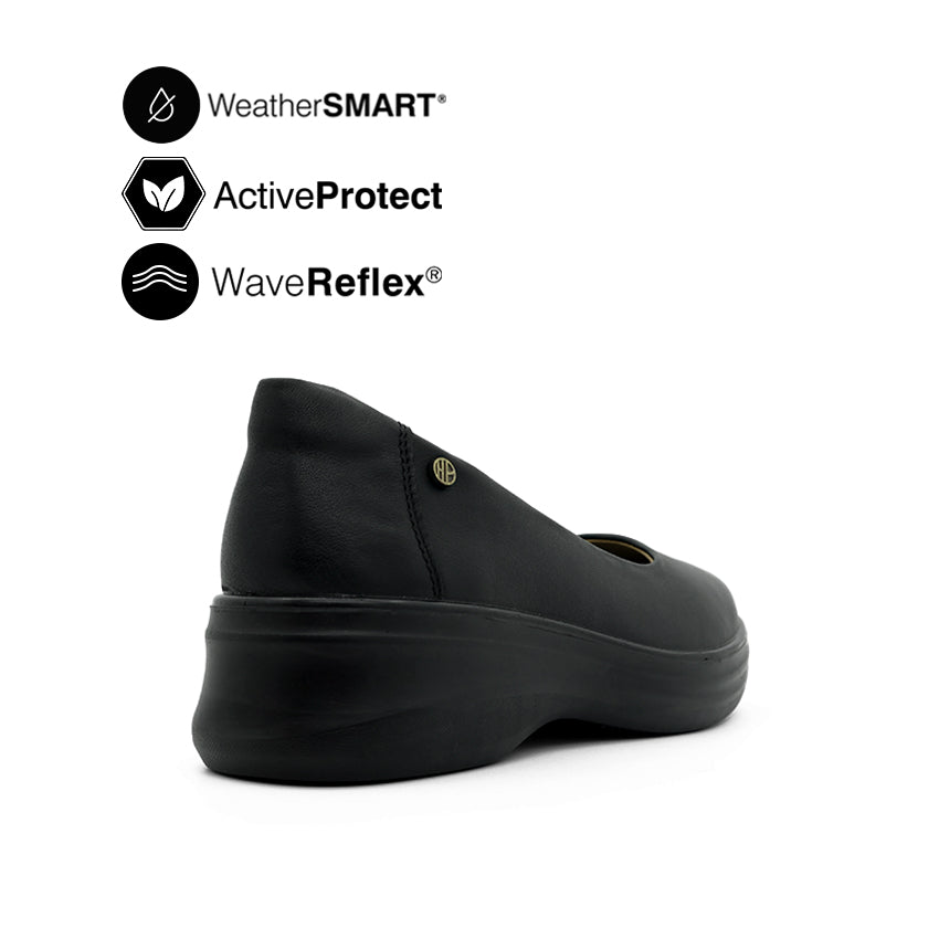 Fanni Slip On Women's Shoes - Black Leather Waterproof