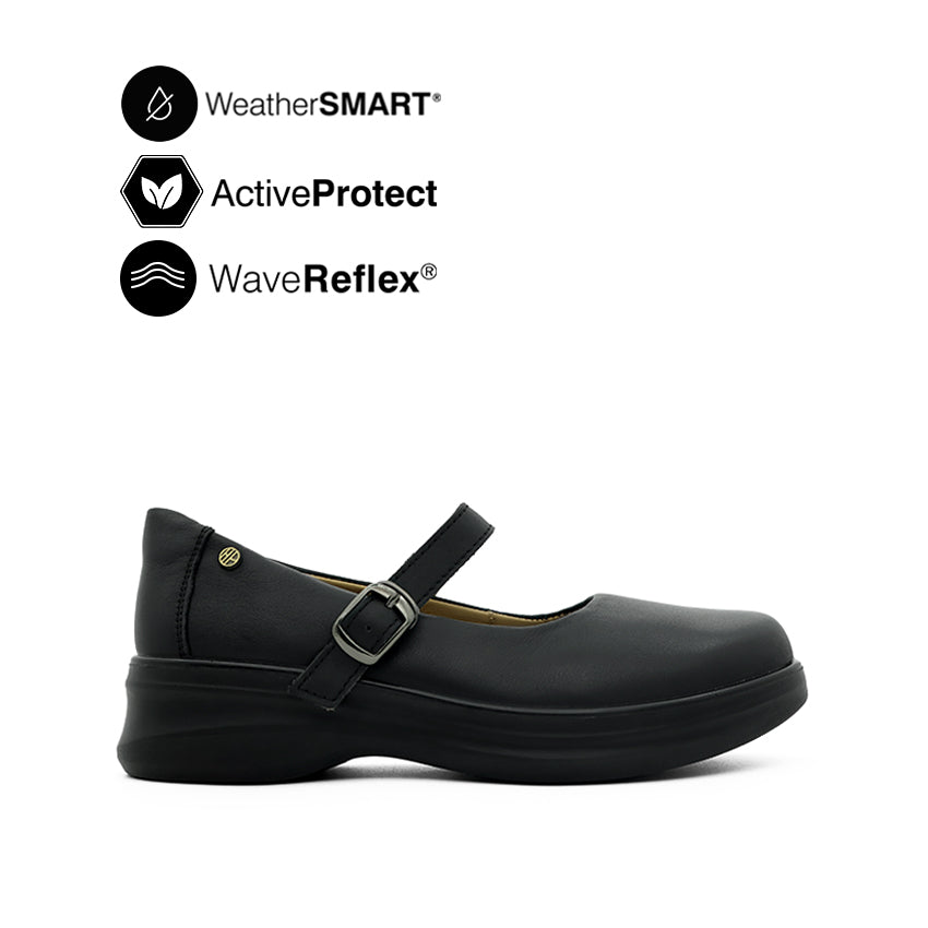 Fanni Mary Jane Women's Shoes - Black Leather Waterproof
