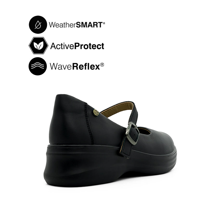 Fanni Mary Jane Women's Shoes - Black Leather Waterproof