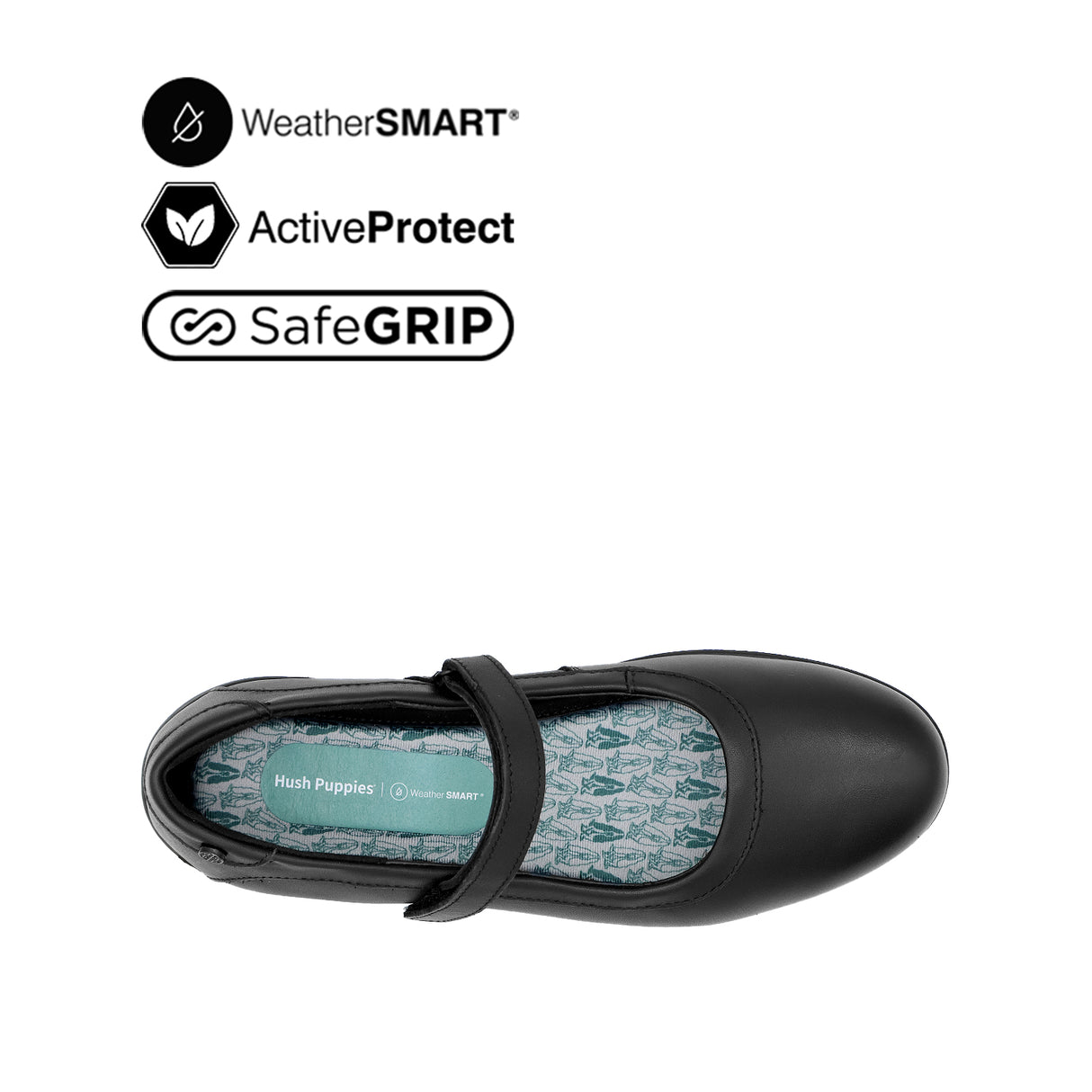 Gracie Mary Jane Plain Toe Women's Shoes - Black Leather Waterproof