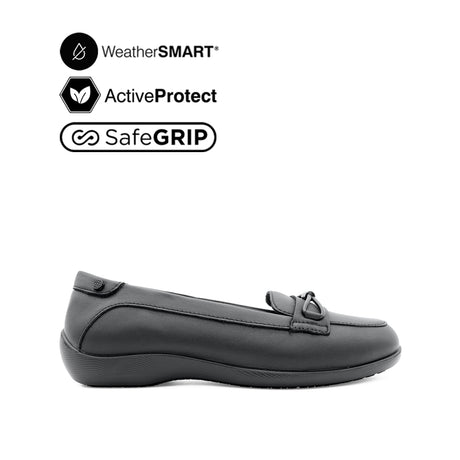 Gracie Venetian Women's Shoes - Black Leather Waterproof