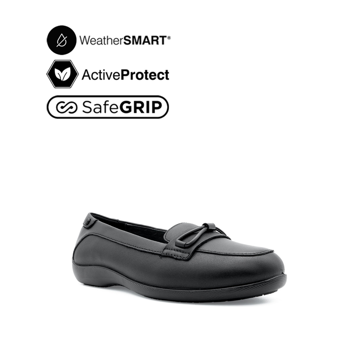 Gracie Venetian Women's Shoes - Black Leather Waterproof