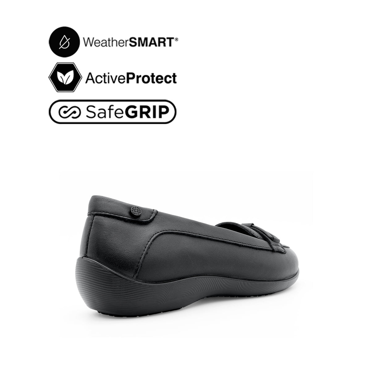 Gracie Venetian Women's Shoes - Black Leather Waterproof