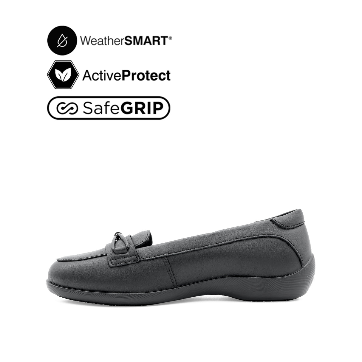 Gracie Venetian Women's Shoes - Black Leather Waterproof