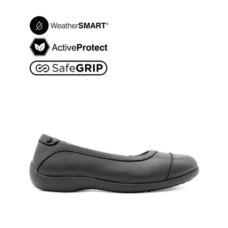 Gracie Toe Cap Women's Shoes - Black Leather Waterproof