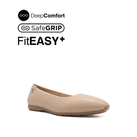 Nicollete Plain Toe Women's Shoes - Nude Leather