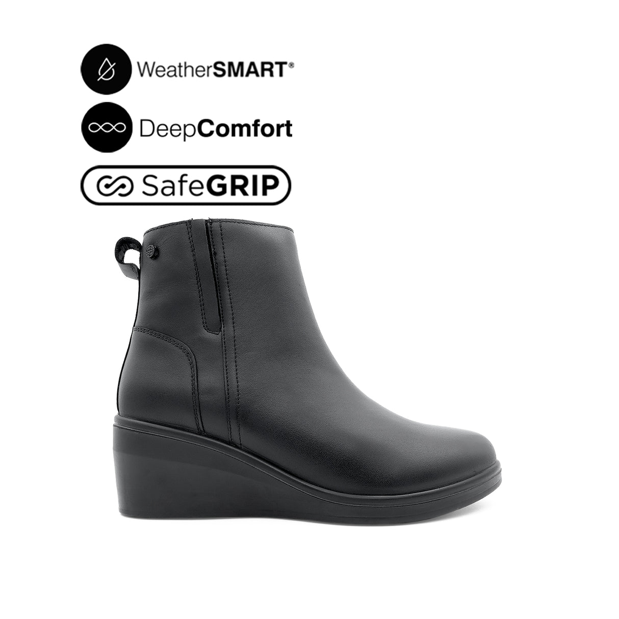 Paris Wedge Women's Boots - Black Leather