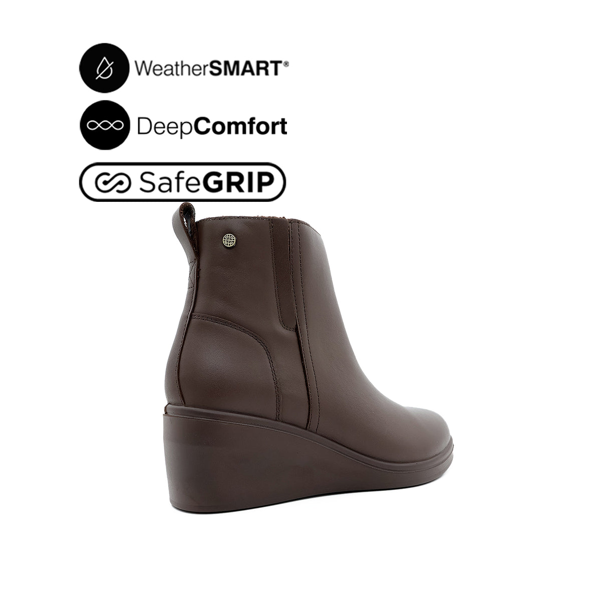 Paris Wedge Women's Boots - Brown Leather