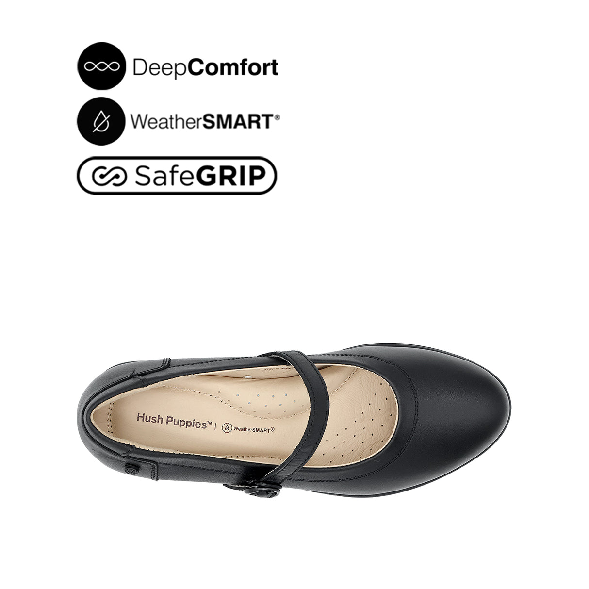 Paris Wedge Mary Jane Women's Shoes - Black Leather Waterproof