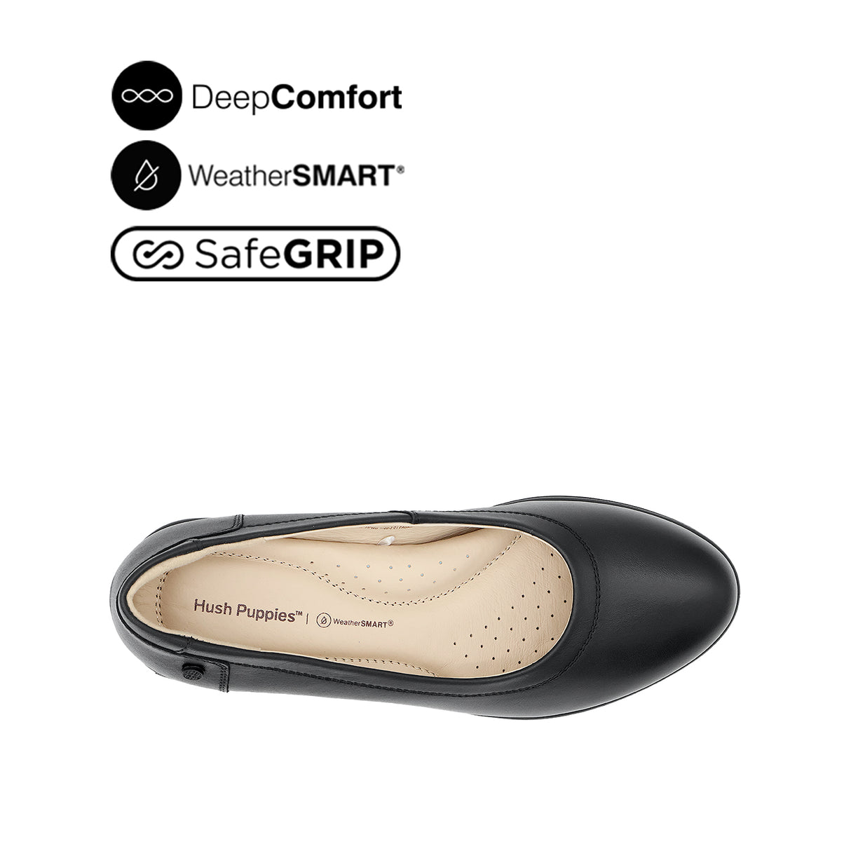 Paris Wedge Plain Toe Women's Shoes - Black Leather Waterproof