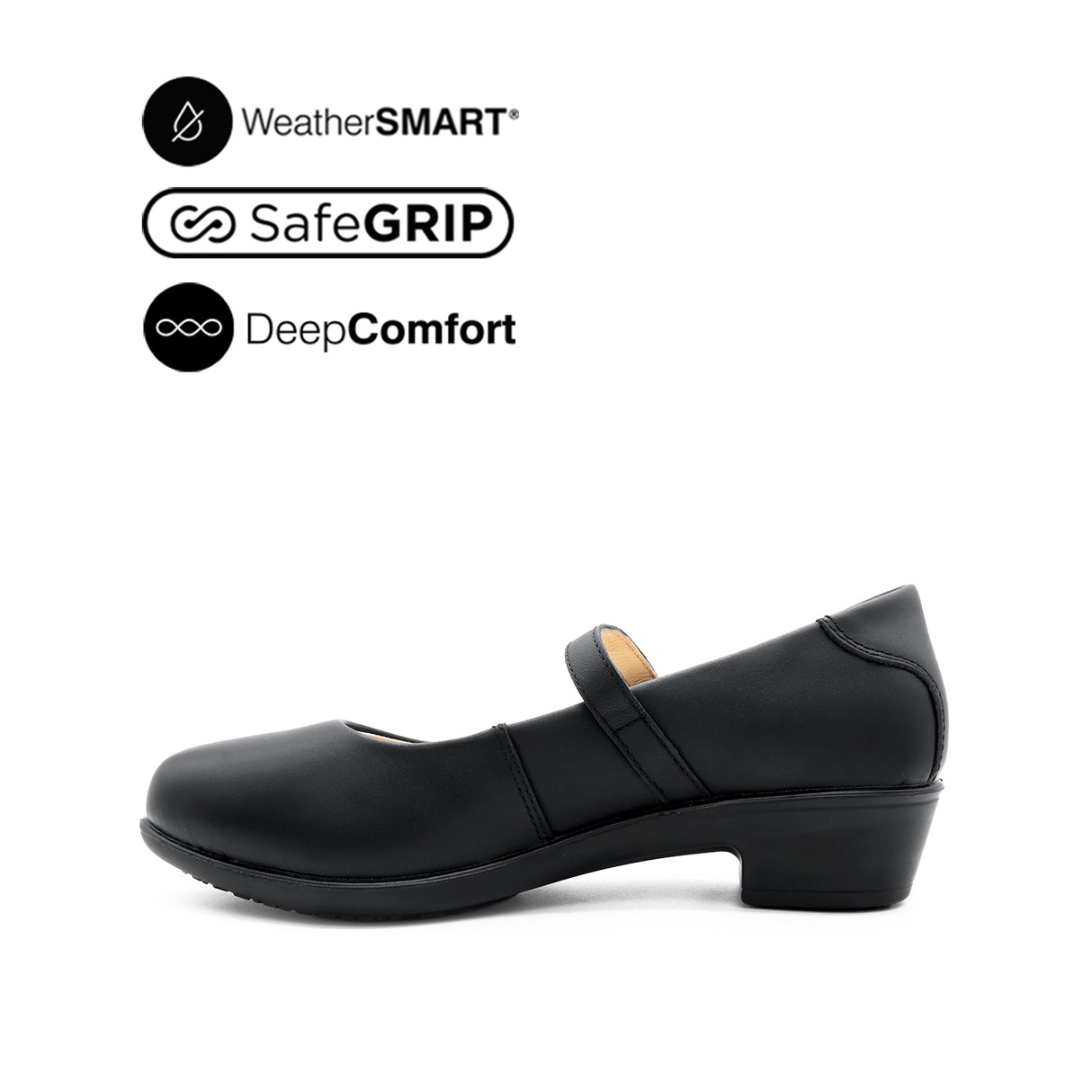 Sadie Pump Mary Jane Women's Shoes - Black Leather Waterproof