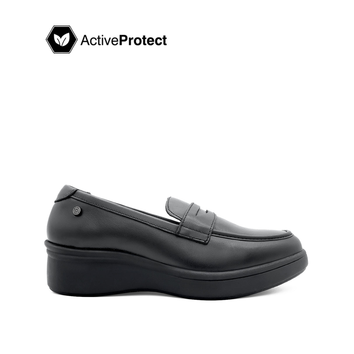 Sana Wedge Penny Women's Shoes - Black Leather