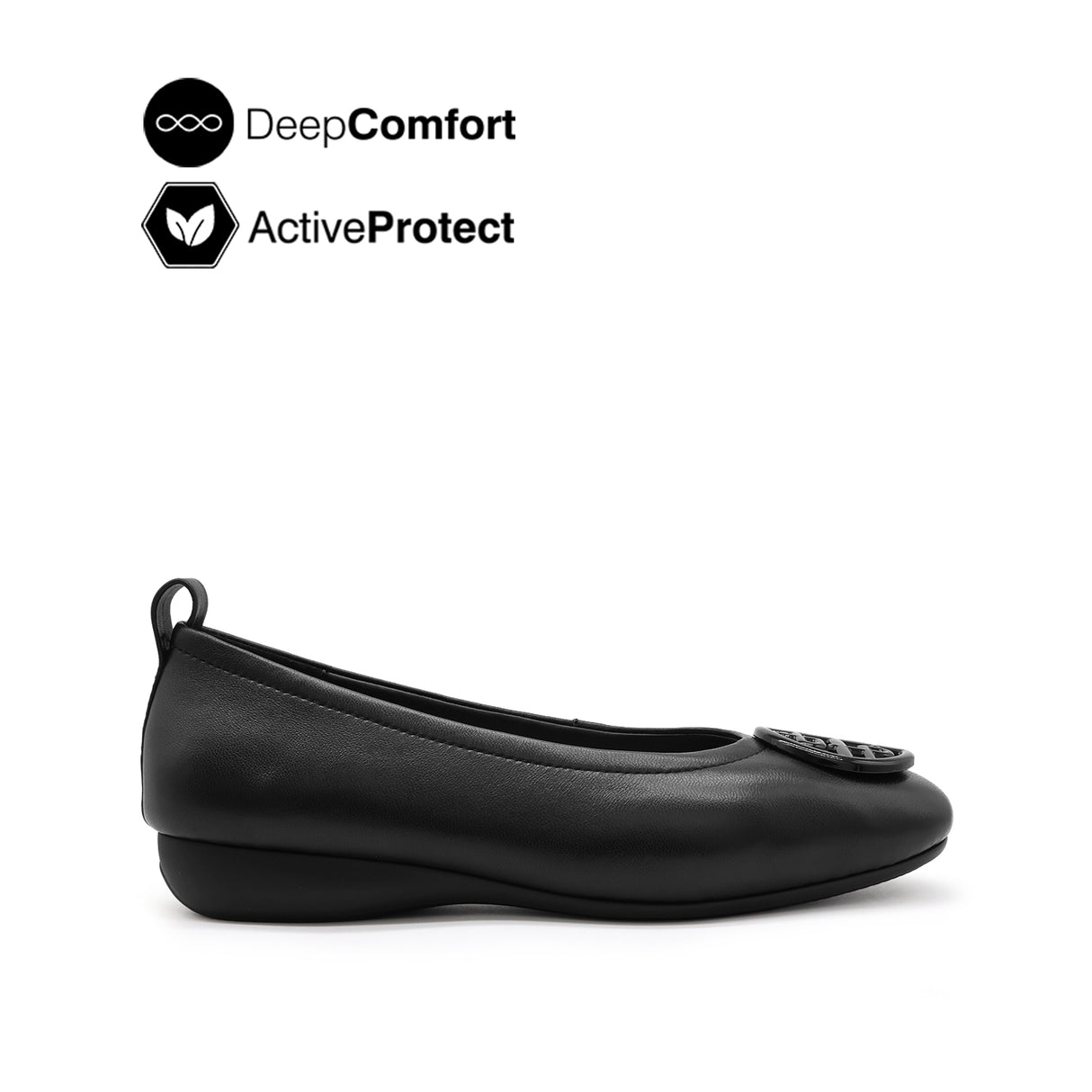 Gemma Medallion Women's Shoes - Black Leather