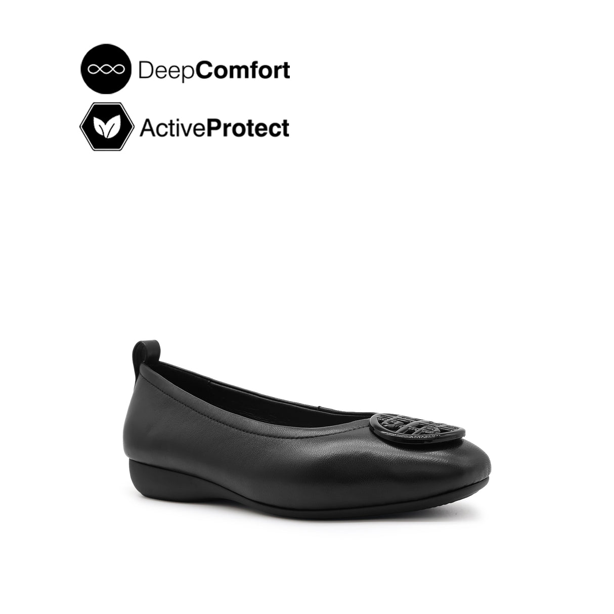 Gemma Medallion Women's Shoes - Black Leather