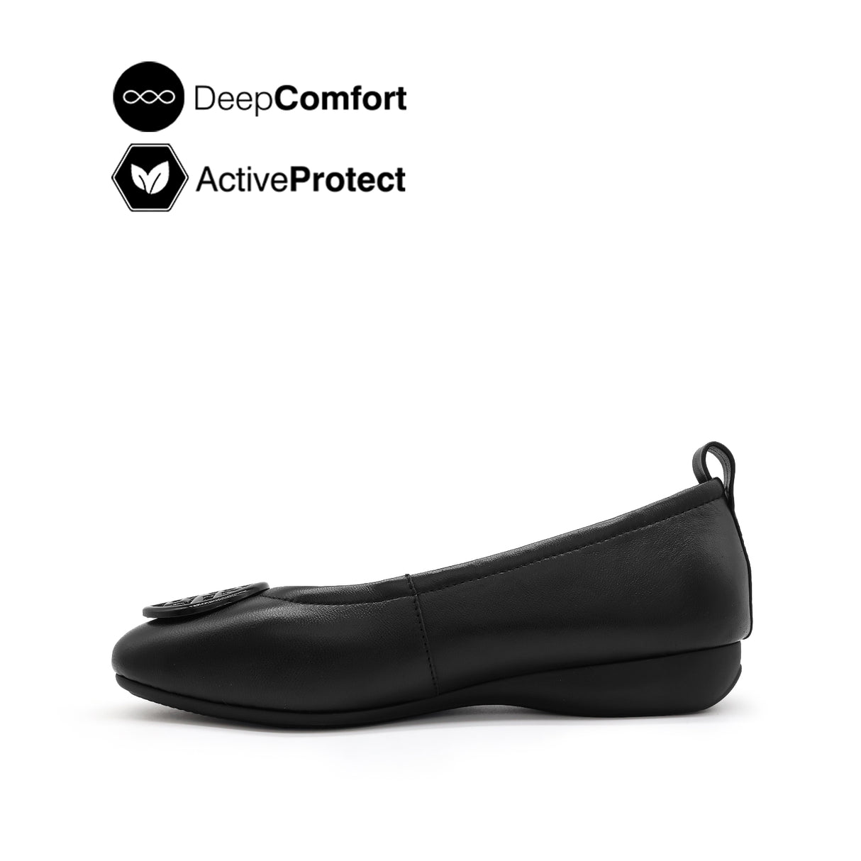 Gemma Medallion Women's Shoes - Black Leather