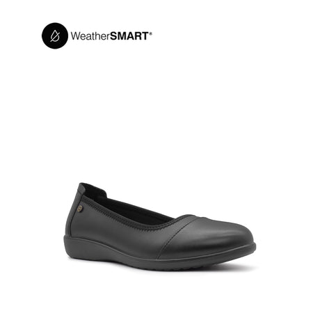 Nadia Toe Cap Women's Shoes - Black Leather Waterproof