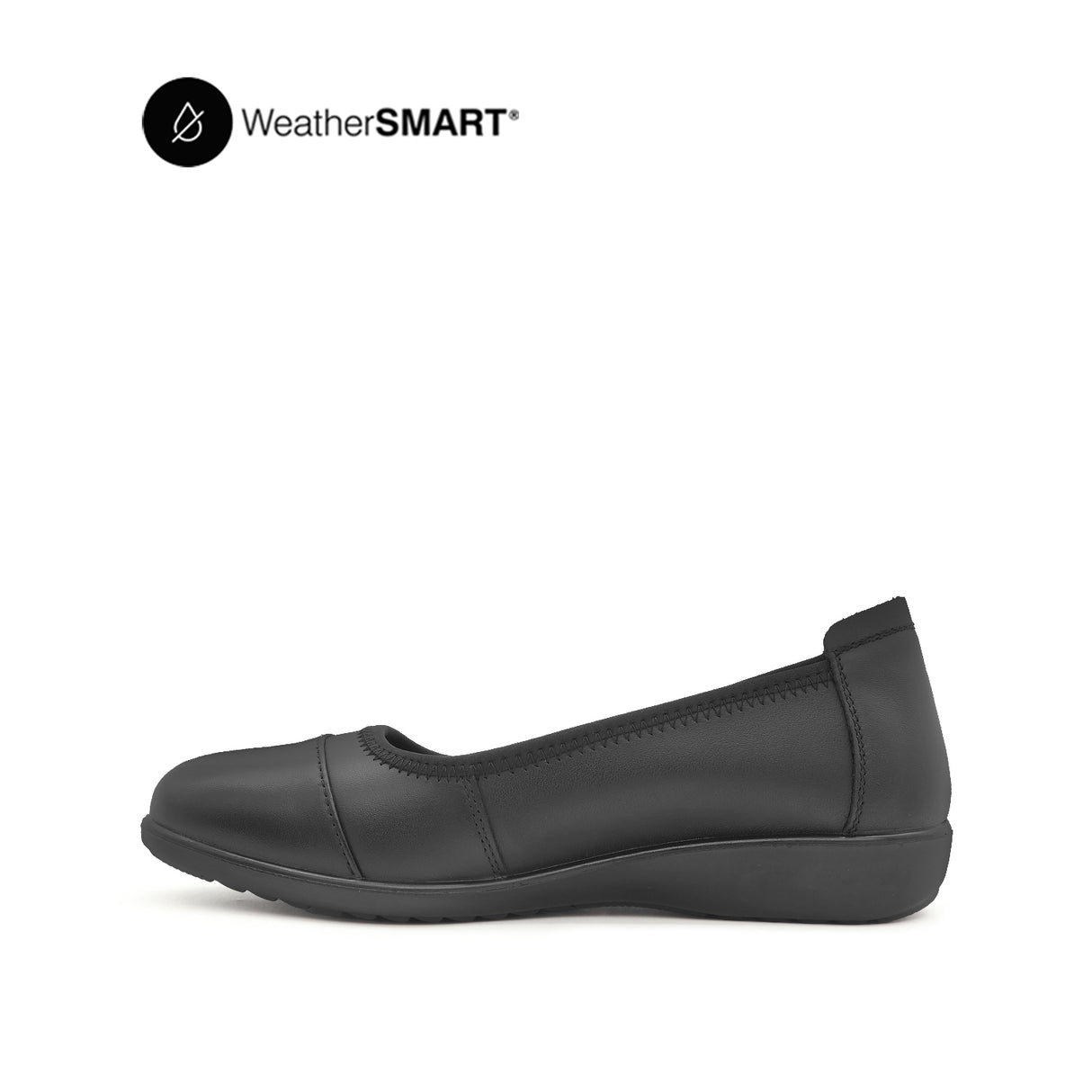 Nadia Toe Cap Women's Shoes - Black Leather Waterproof