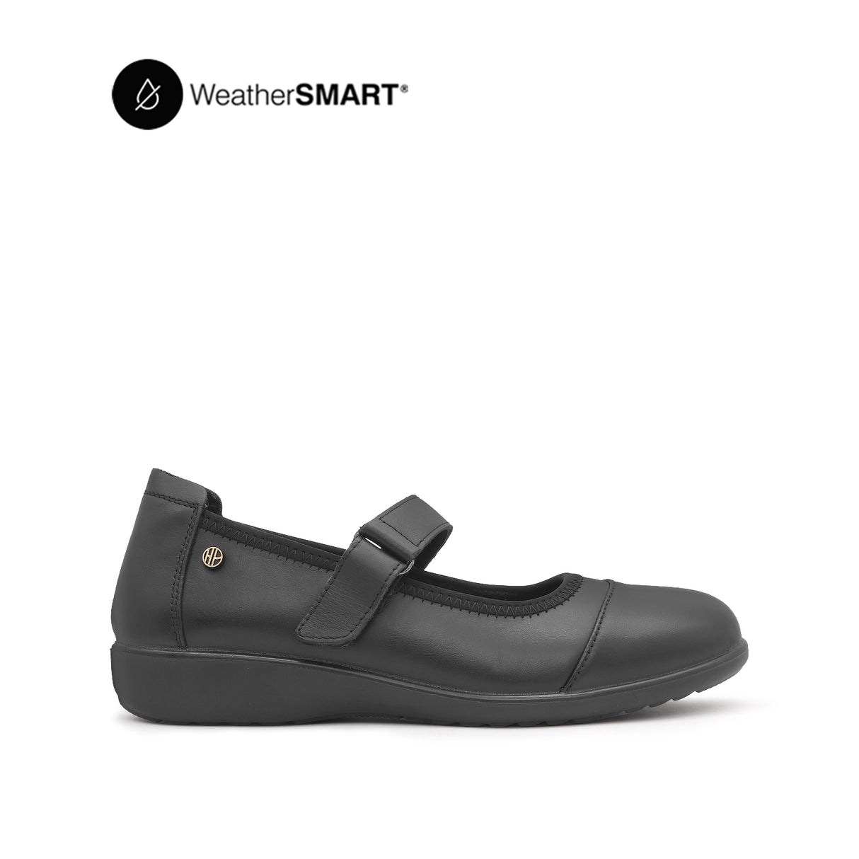 Nadia Mary Jane Toe Cap Women's Shoes - Black Leather Waterproof