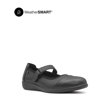 Nadia Mary Jane Toe Cap Women's Shoes - Black Leather Waterproof
