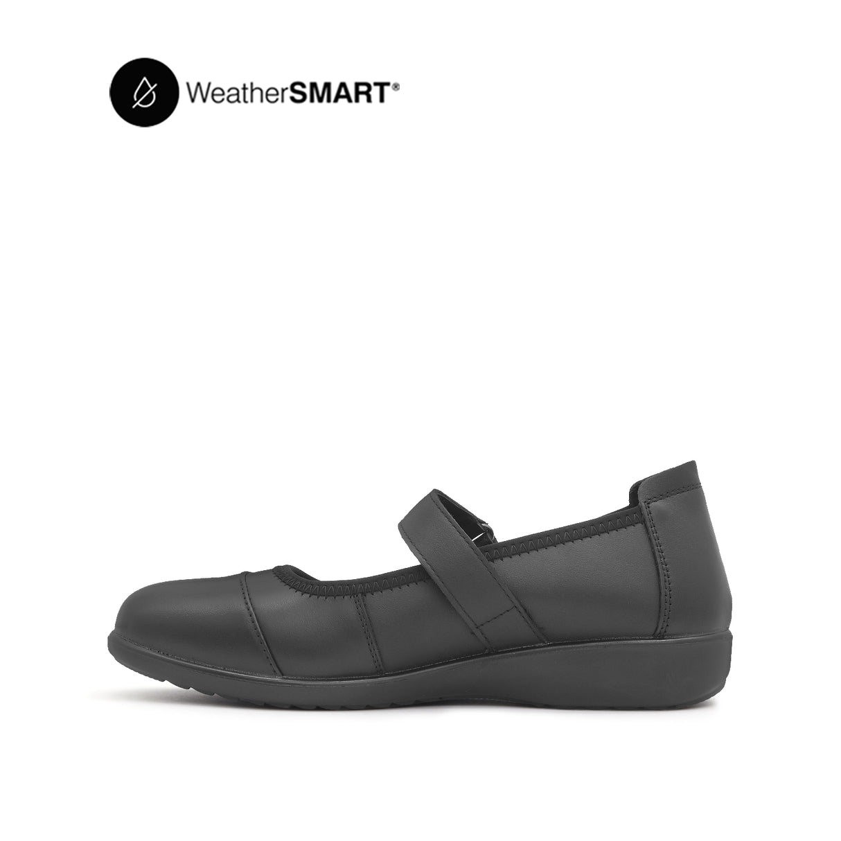 Nadia Mary Jane Toe Cap Women's Shoes - Black Leather Waterproof