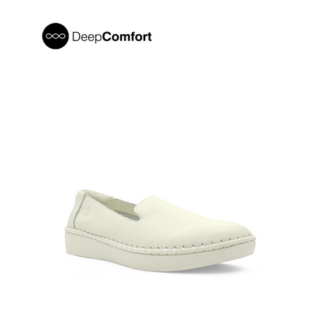 Norma Slip On Plain Toe Women's Shoes - Cream Leather