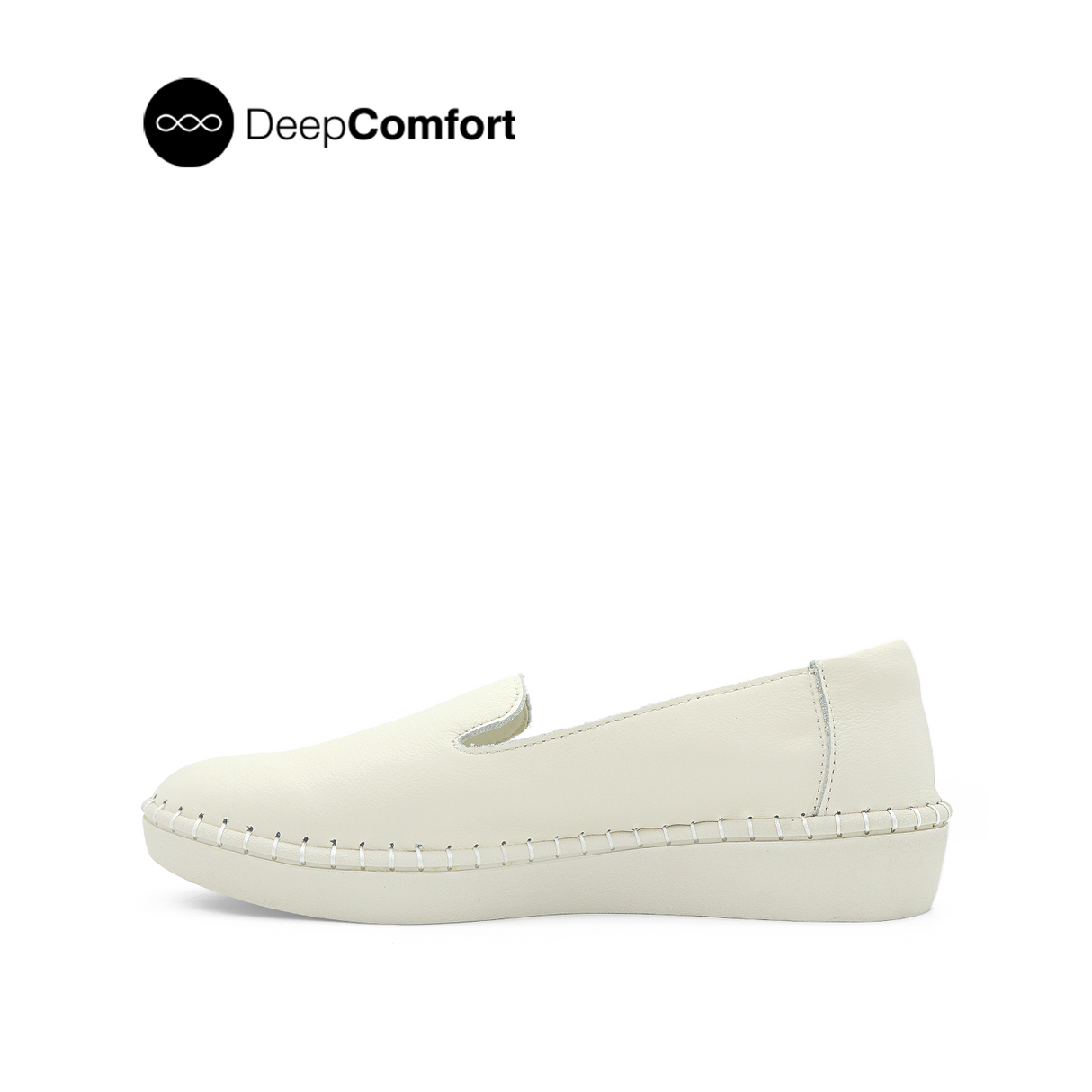 Norma Slip On Plain Toe Women's Shoes - Cream Leather