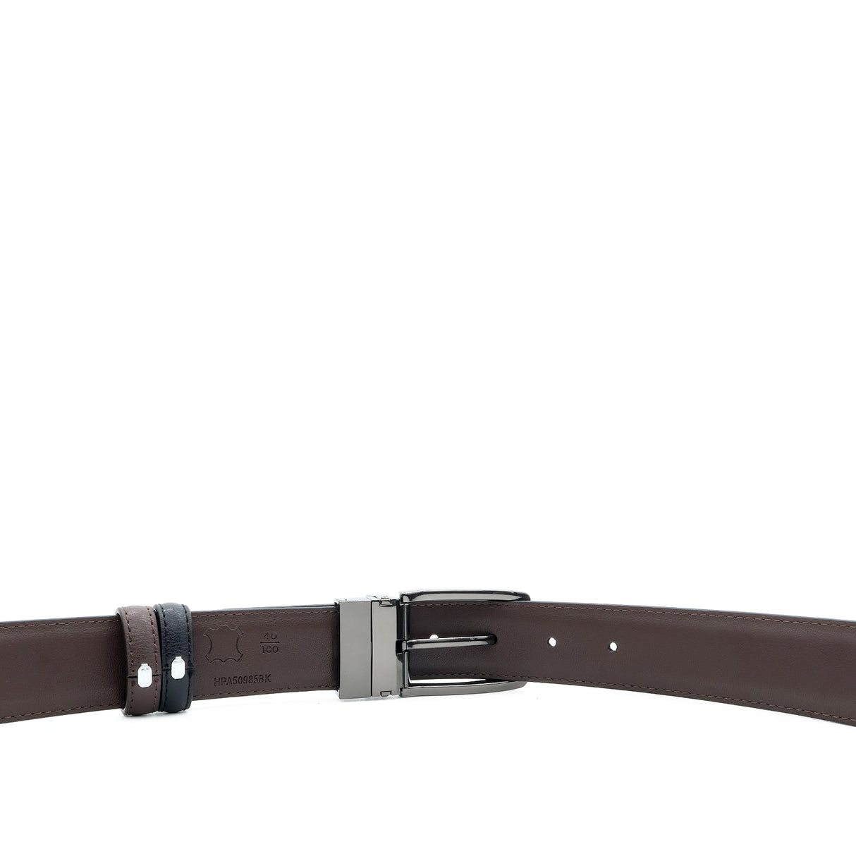 Dino Pin Clip Reversible Men's Belt - Black & Dark Brown