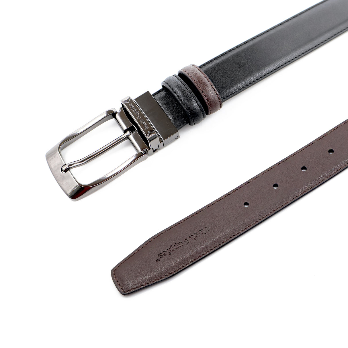 Dino Pin Clip Reversible Men's Belt - Black & Dark Brown