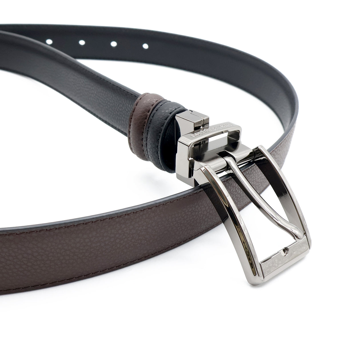 Emanuel Pin Clip Reversible Men's Belt - Black & Dark Brown