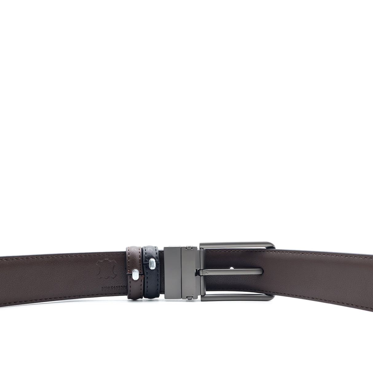 Ester Pin Clip Reversible Men's Belt - Black & Dark Brown
