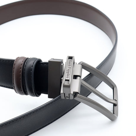 Ester Pin Clip Reversible Men's Belt - Black & Dark Brown