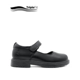 Lily Mary Jane Plain Toe Girl's Shoes - Black Leather