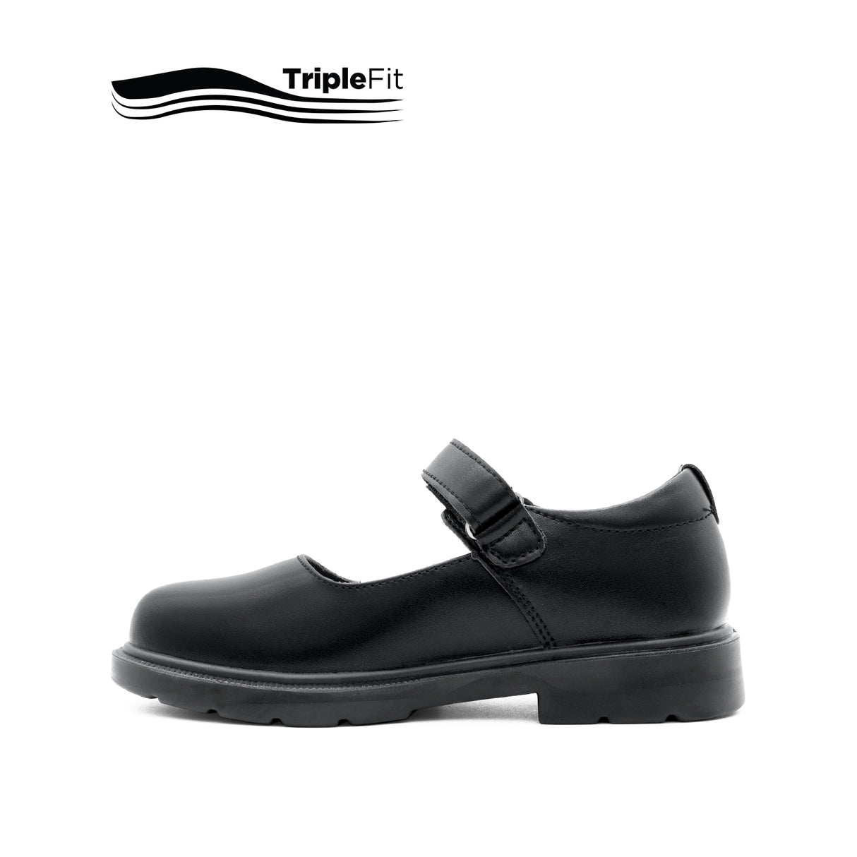 Lily Mary Jane Plain Toe Girl's Shoes - Black Leather