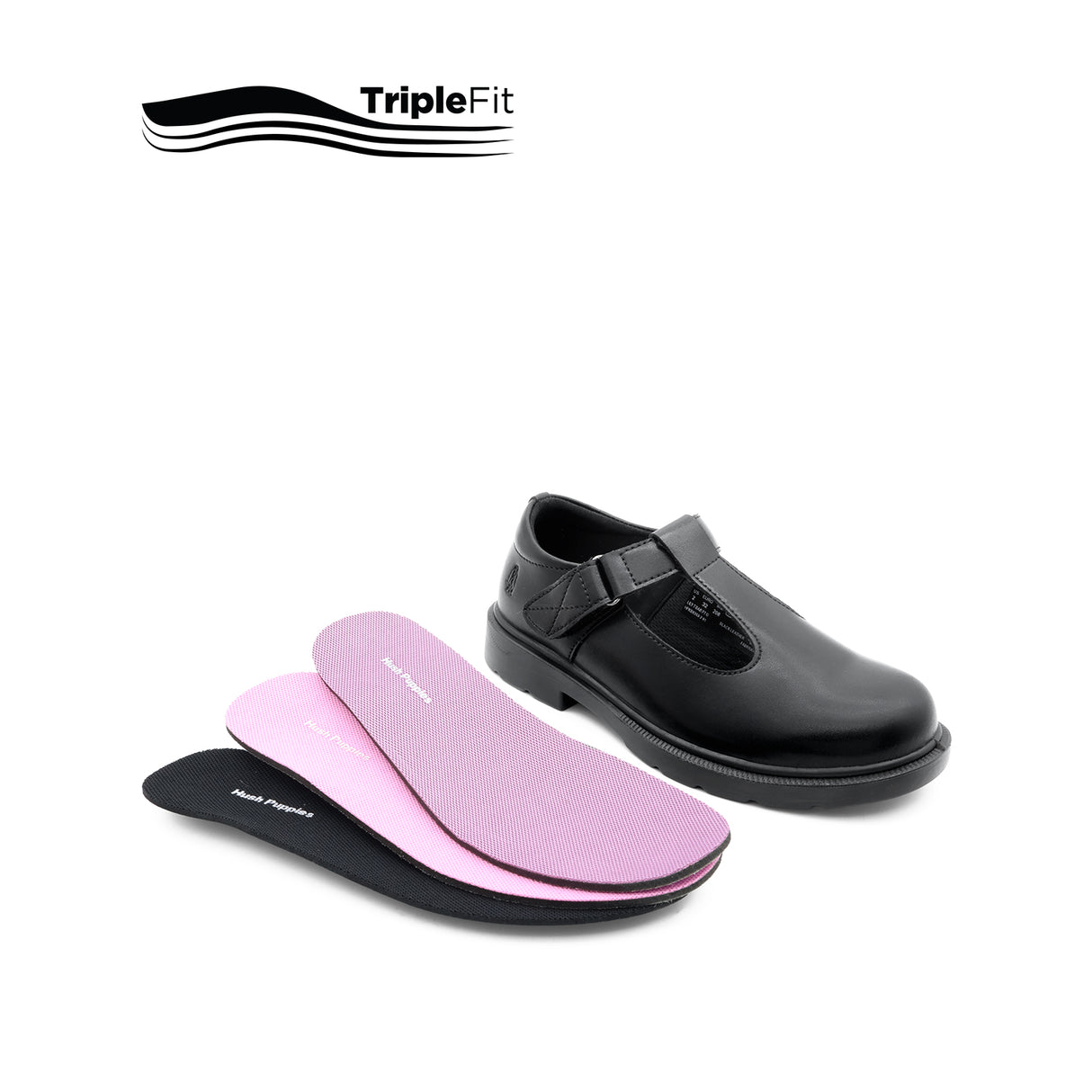 Lily T-Bar Plain Toe Girl's Shoes - Black