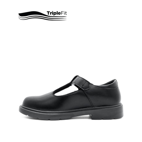 Lily T-Bar Plain Toe Girl's Shoes - Black