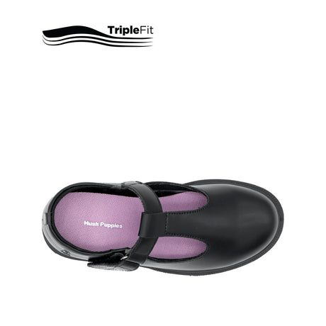 Lily T-Bar Plain Toe Girl's Shoes - Black