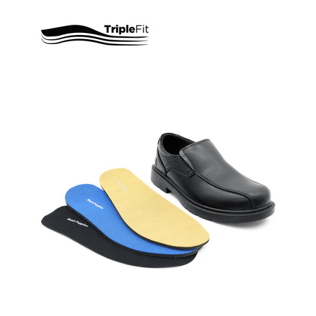 Mylo Slip On Bike Toe Boy's Shoes - Black Leather